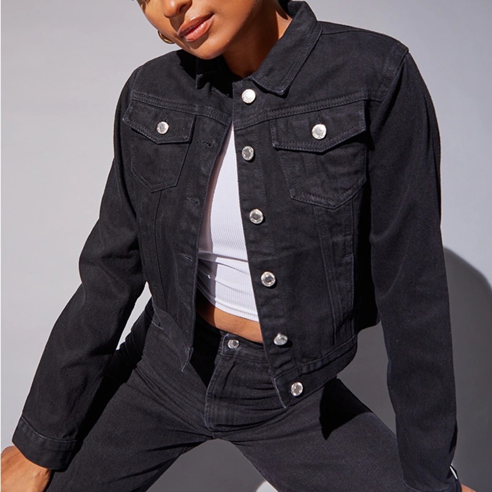 PrettyLittleThing Charcoal Jean Jacket